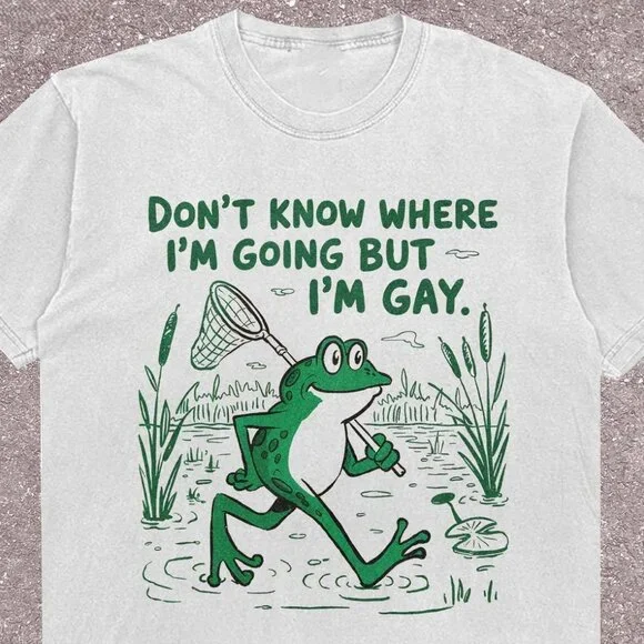 Gay Frog Graphic Shirt, Funny LGBTQ T-Shirt - Picture 1 of 4